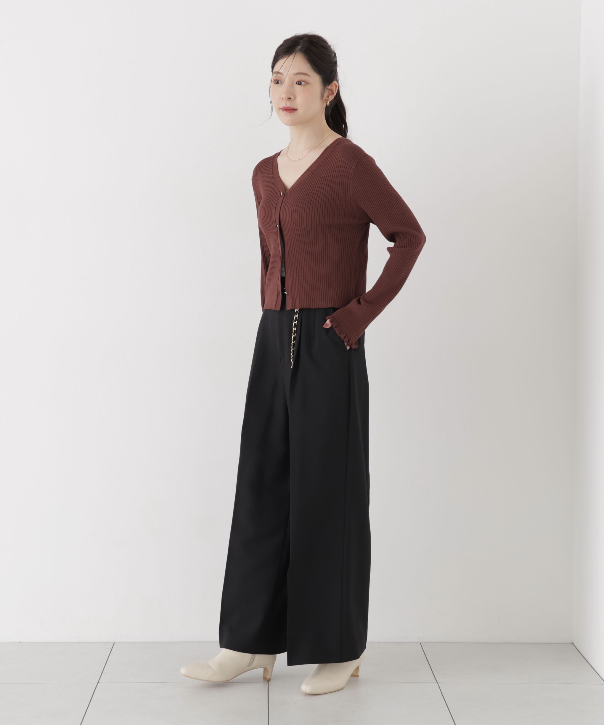 PROPORTION BODY DRESSING「チェーンベルト付きワイドパンツ」|その他|ブラック