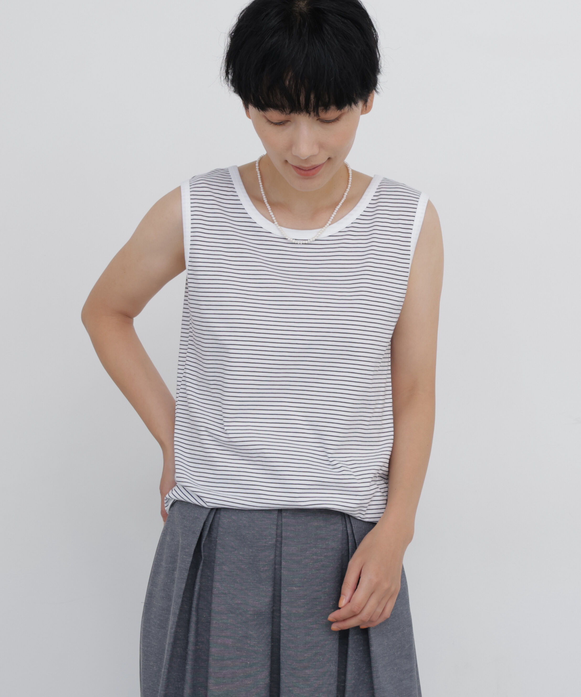  「《大人気追加！》ハイゲージボーダータンクトップ」|Tシャツ・カットソー|ネイビーボー 3
