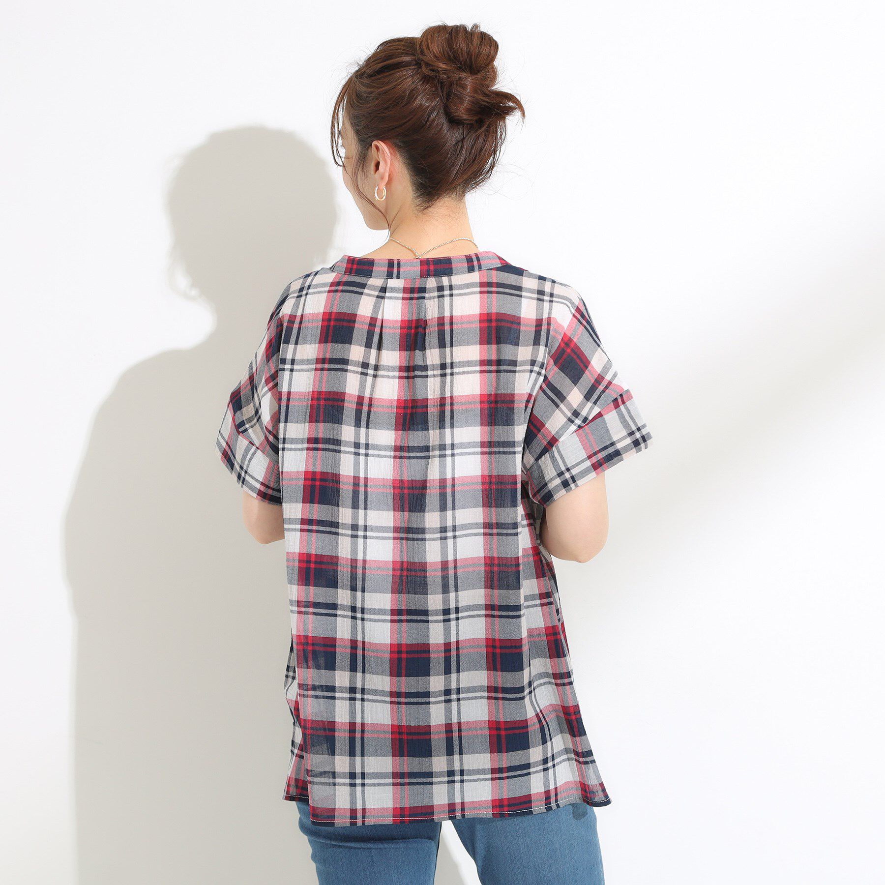 SHOO･LA･RUE「【S-LL】きれいに体型カバー さらシャリコットン スキッパーシャツ」|シャツ・ブラウス|