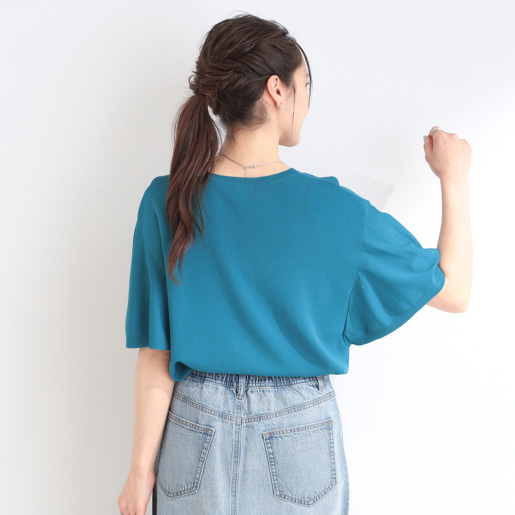 SHOO･LA･RUE「【S-LL】二の腕はカバーして魅せる フレアスリーブニット」|ニット・セーター|