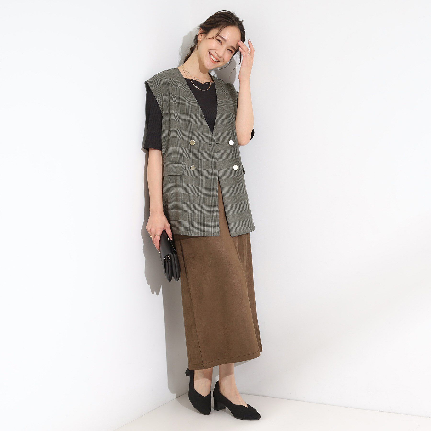 SHOO･LA･RUE「【S-LL/セットアップ可/洗濯後しわになりにくい】ダブルベスト」|ベスト・ジレ|