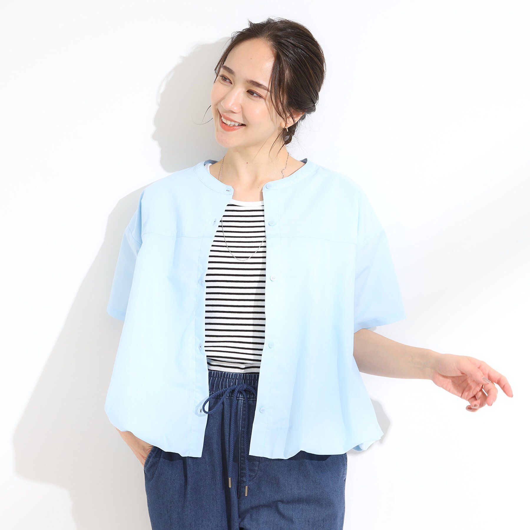 SHOO･LA･RUE「【S-LL】インせず着られる 裾バルーンシャツ」|シャツ・ブラウス|