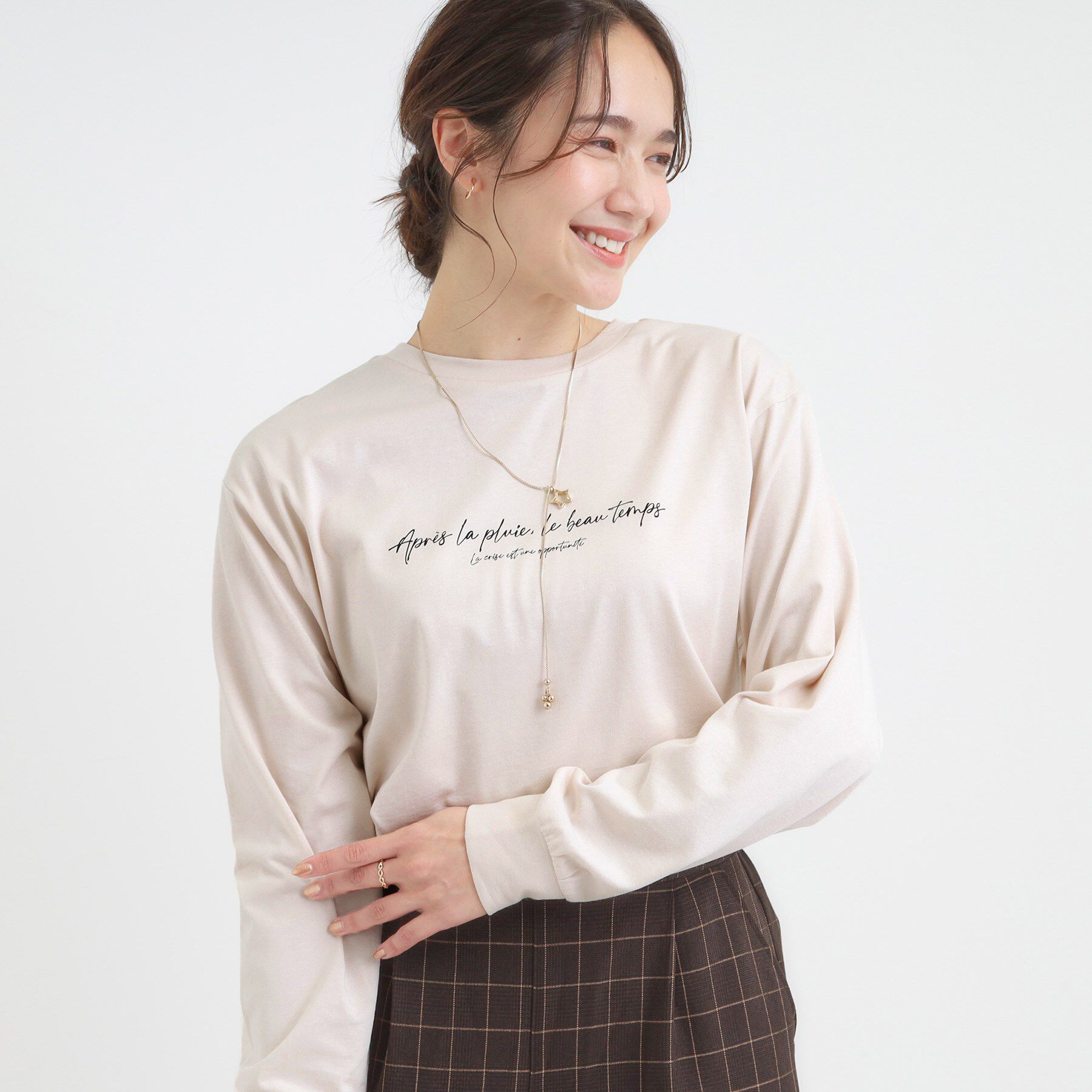 SHOO･LA･RUE「グラフィックアソート ベーシックロンT」|Tシャツ・カットソー|ライトベージュ(35