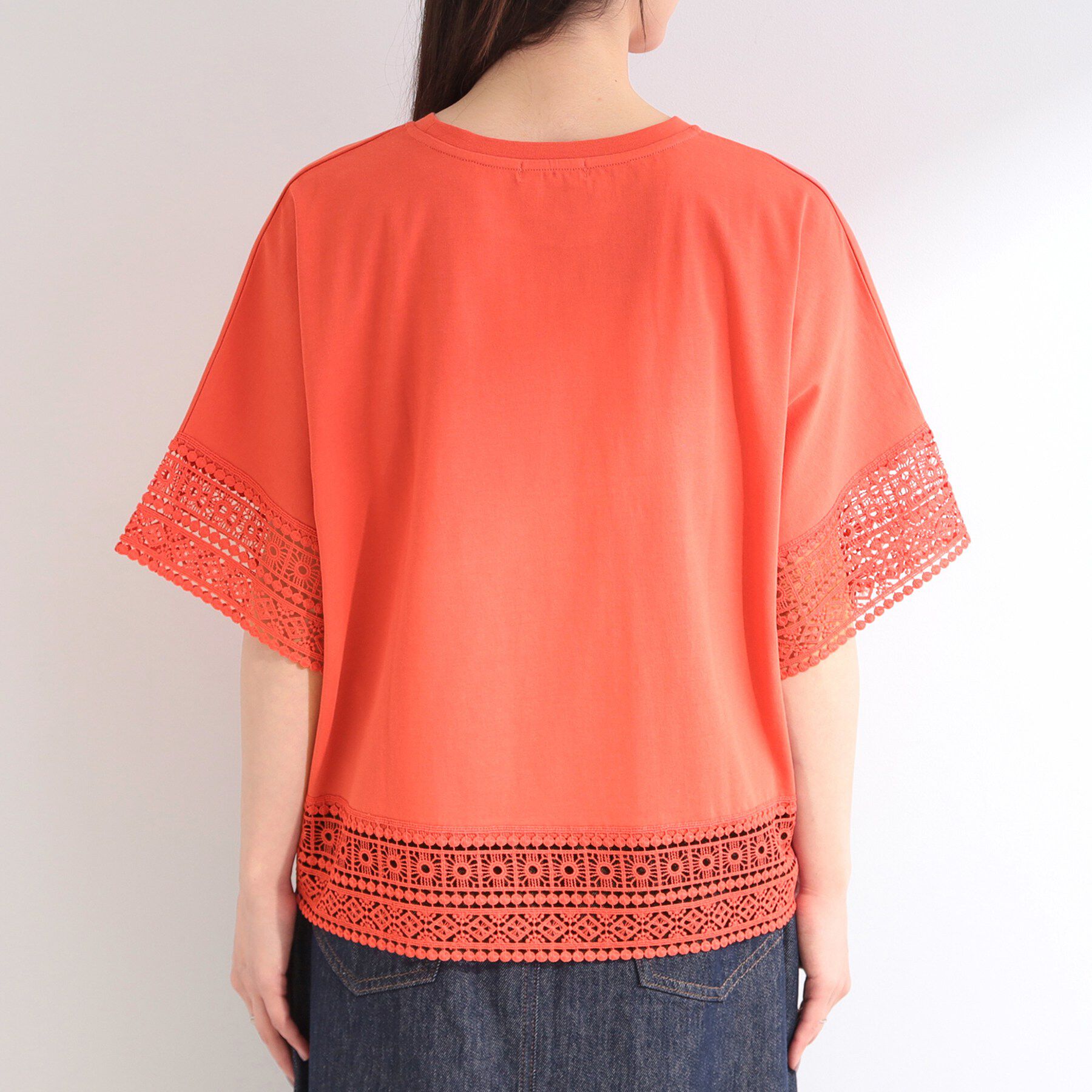 SHOO･LA･RUE「【洗濯機可/体型カバー/S-LL】レース使いがポイント デザインTシャツ」|Tシャツ・カットソー|
