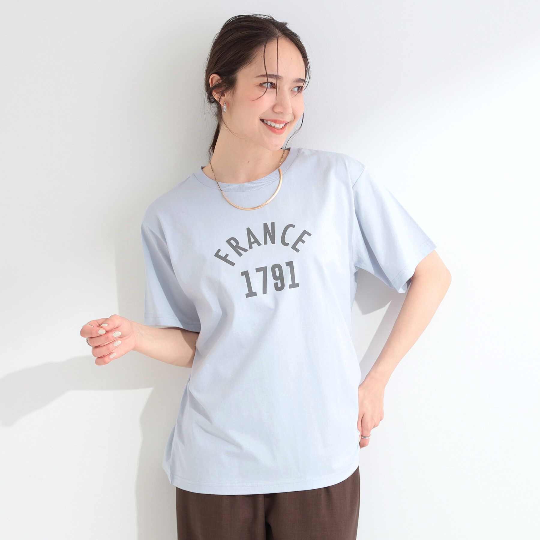 SHOO･LA･RUE「【洗濯機可/S-LL】夏に快適サラサラ感 大人のプリントTシャツ」|Tシャツ・カットソー|
