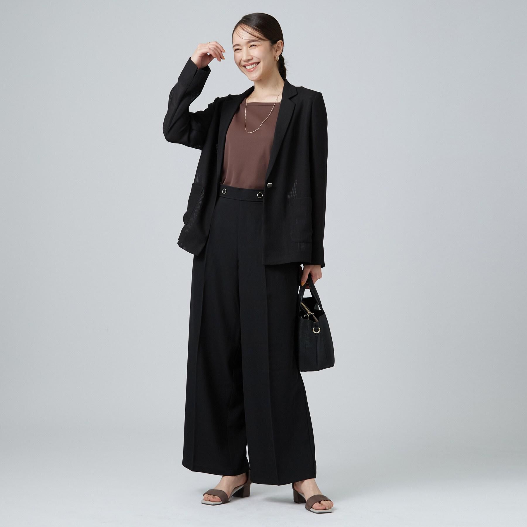 SHOO･LA･RUE「【着丈選べる/洗濯後しわになりにくい/S-LL】大人の上品シルエット センタープレスタックワイドパン」|その他|