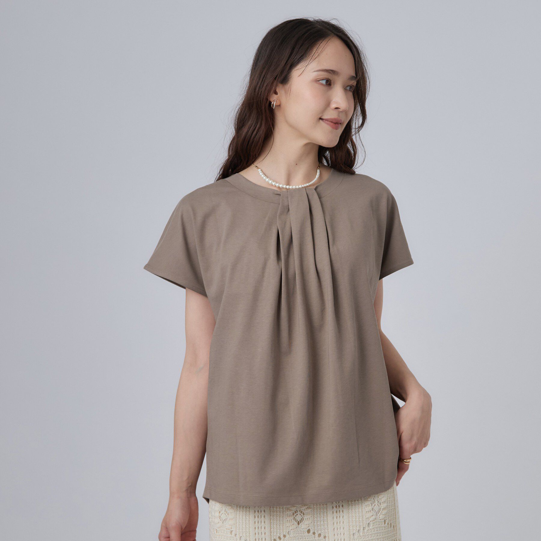 SHOO･LA･RUE「【前後2WAY/S-LL/洗濯機可】楽に着られて好印象 やわらかトップス」|Tシャツ・カットソー|