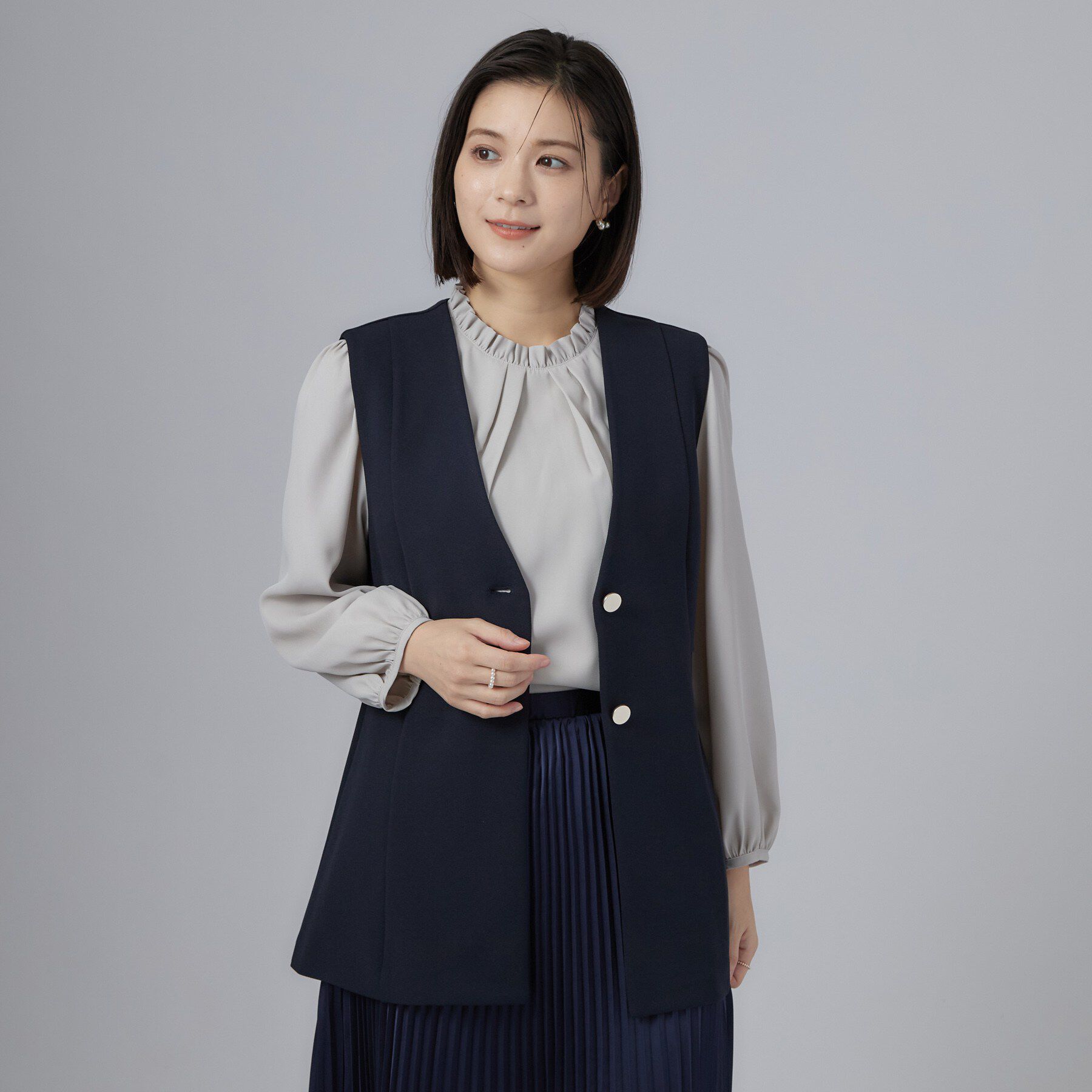 SHOO･LA･RUE「セレモニーカットジョーゼットペプラムジレ」|ベスト・ジレ|