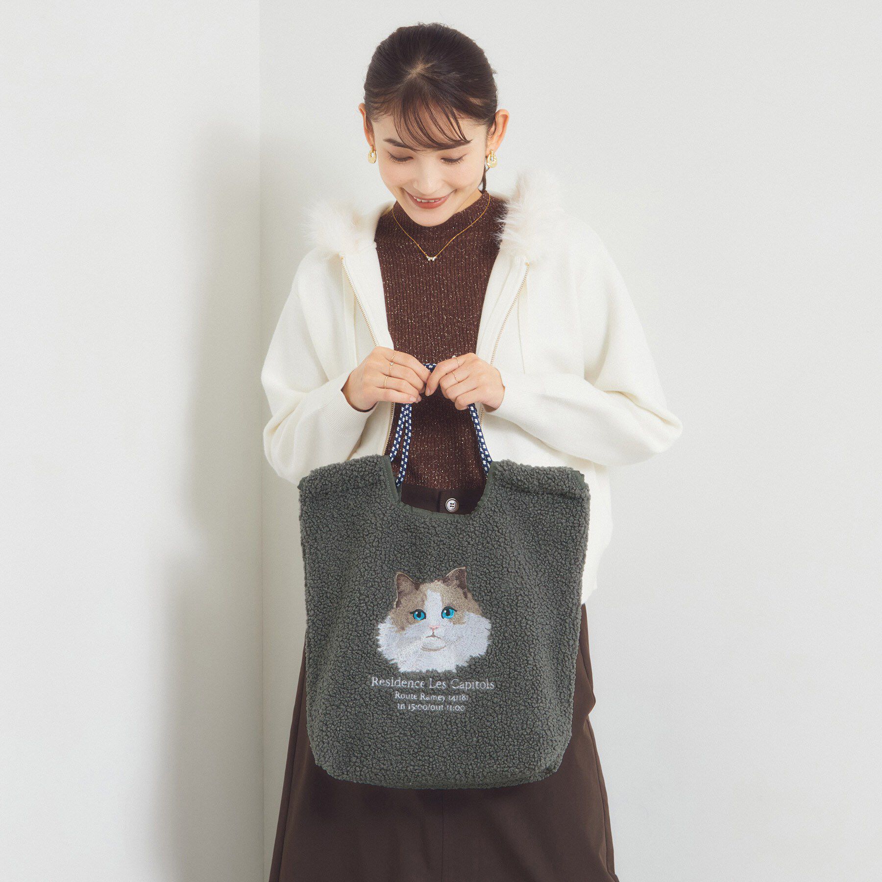 ITS&rsquo;DEMO「ボア刺繍コードトート」|トートバッグ|