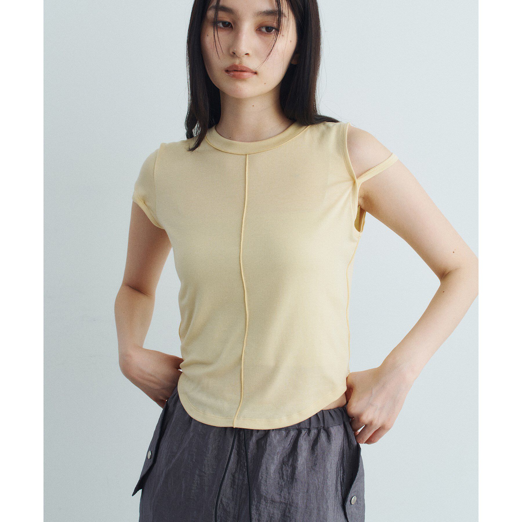 CODE A「compact edge tee」|Tシャツ・カットソー|ライトイエロー(03