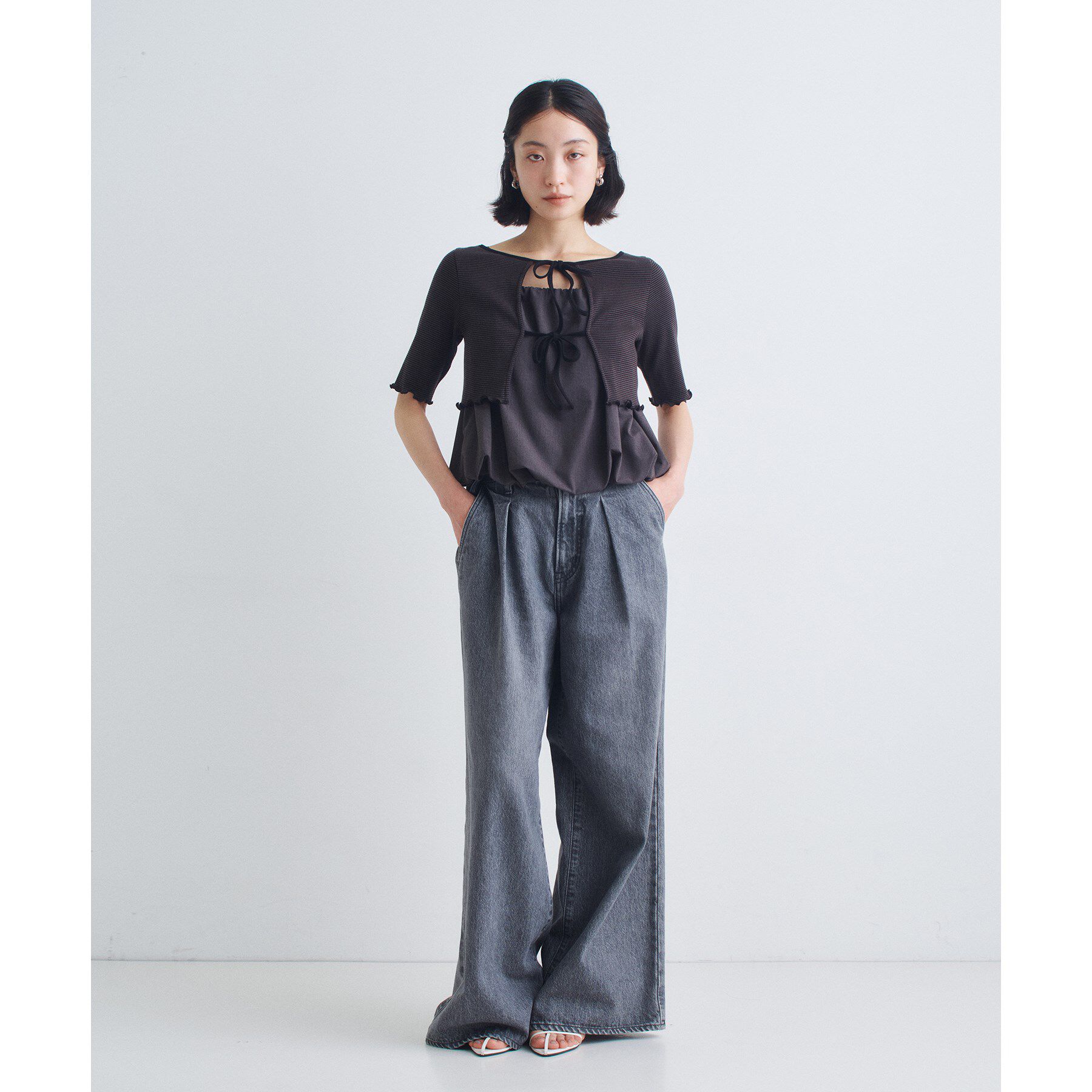 CODE A「chic border 2way ribbon cardigan」|カーディガン|