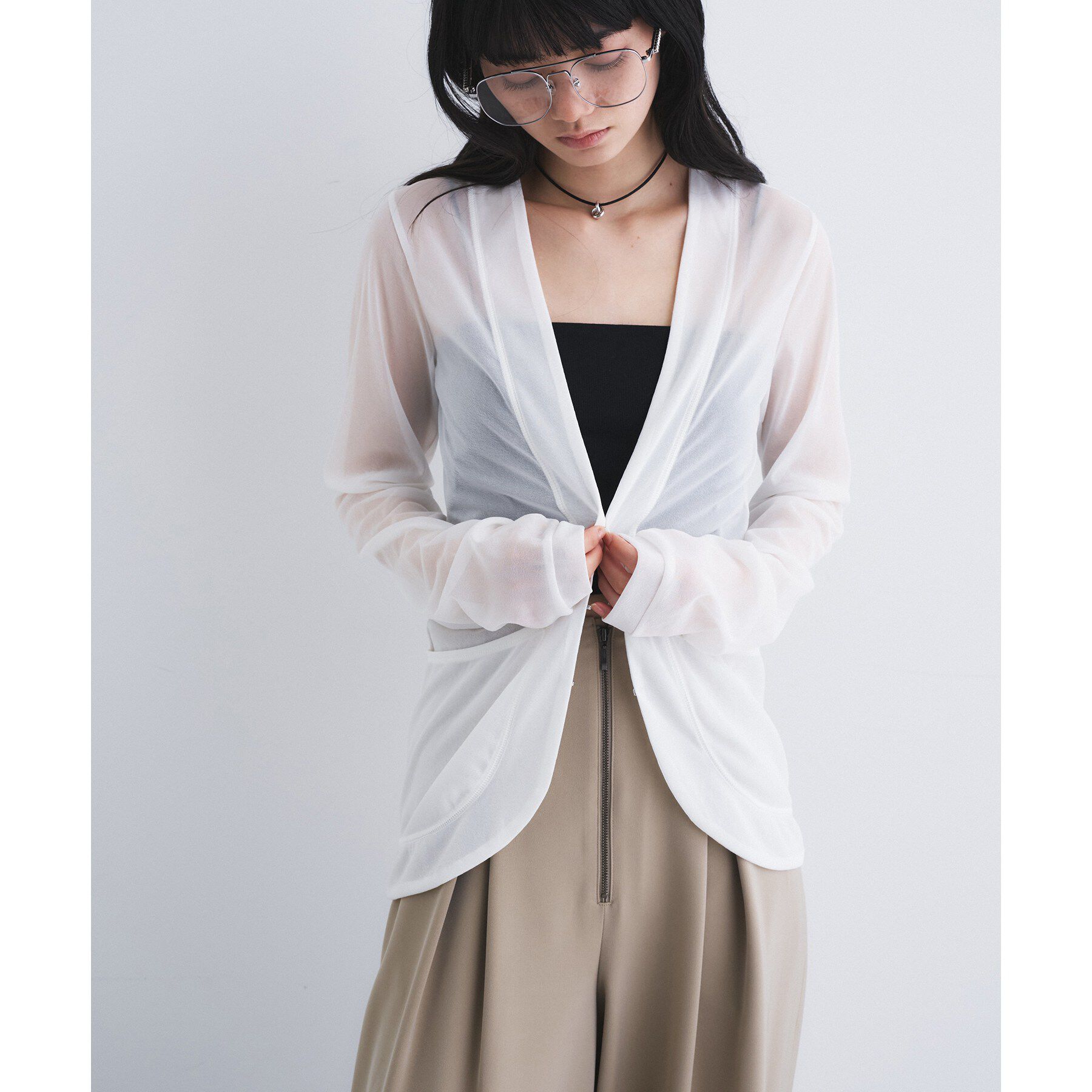 CODE A「sheer jersey cardigan」|カーディガン|