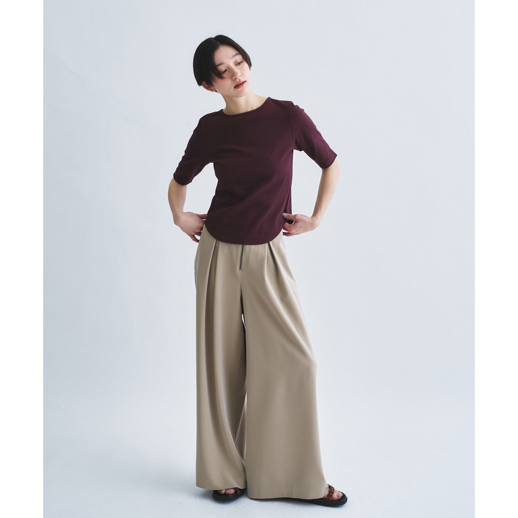 CODE A「rib jersey point neck tee」|Tシャツ・カットソー|