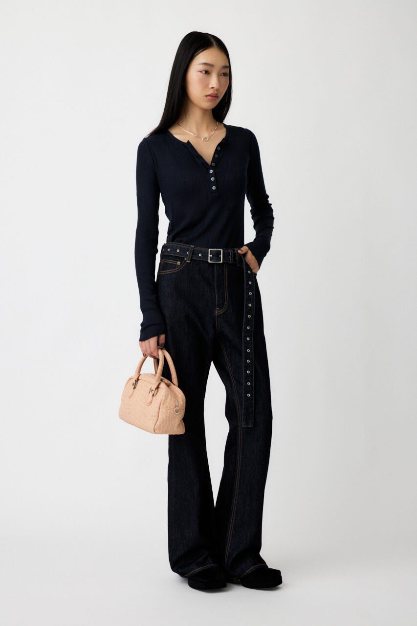 MOUSSY「LOW SLUNG ブーツカットパンツ」|デニム|
