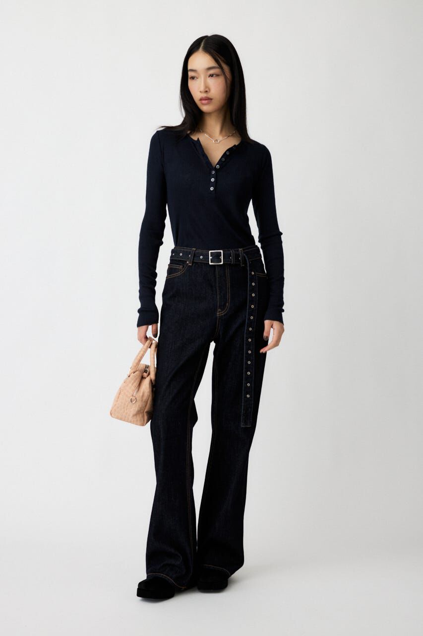 MOUSSY「LOW SLUNG ブーツカットパンツ」|デニム|