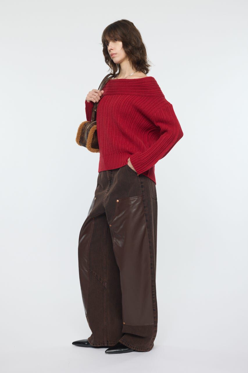MOUSSY「OVER RIB OFF SHOULDER トップス」|ニット・セーター|