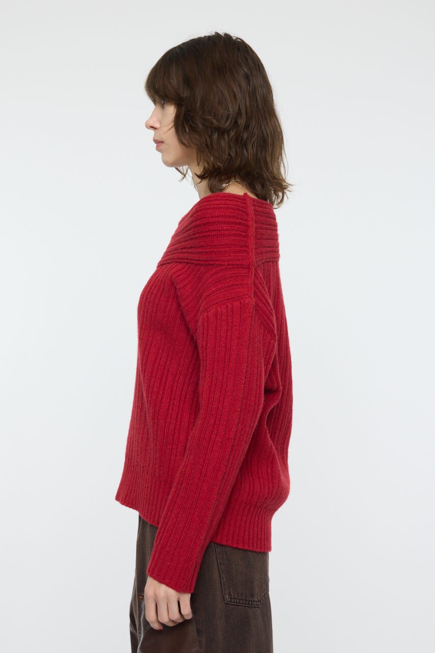 MOUSSY「OVER RIB OFF SHOULDER トップス」|ニット・セーター|