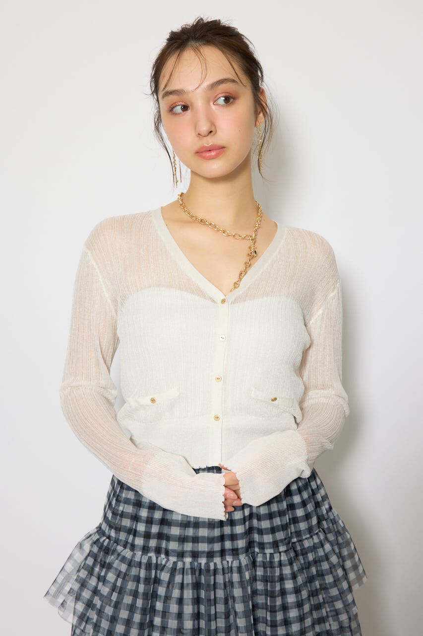 rienda「スカラップクロップドニットカーディガン」|カーディガン|