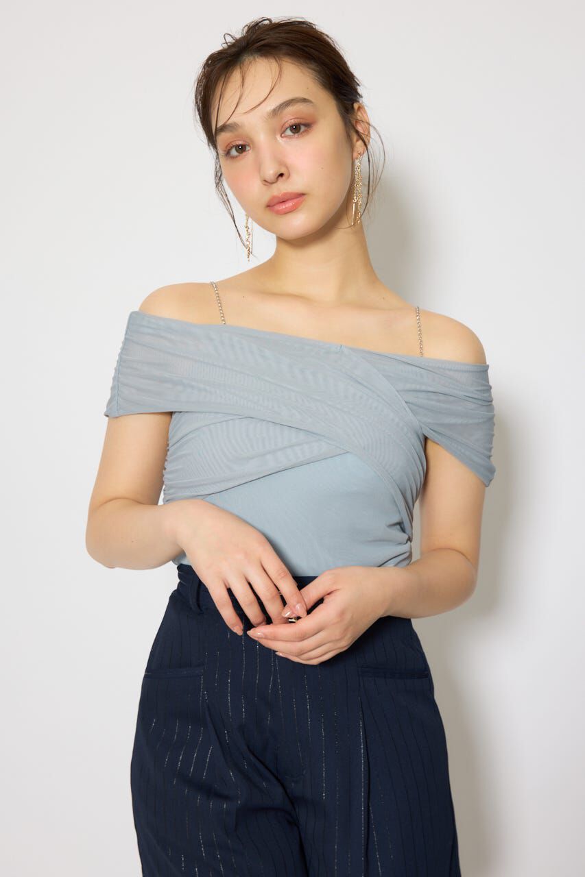 rienda「フロントクロスチュールカットトップス」|Tシャツ・カットソー|