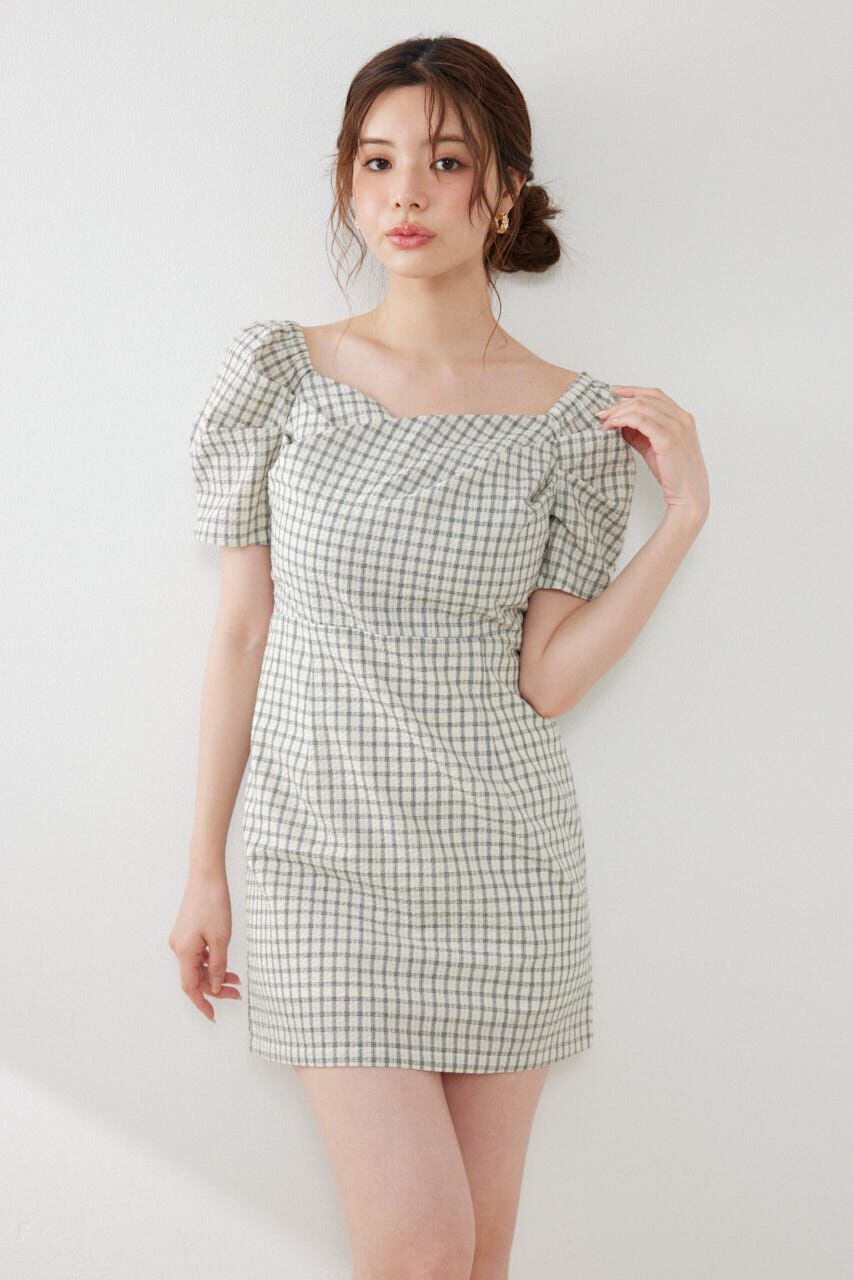 rienda「フロントカシュクール2WAYパフスリーブミニワンピース」|ワンピース|柄WHT5