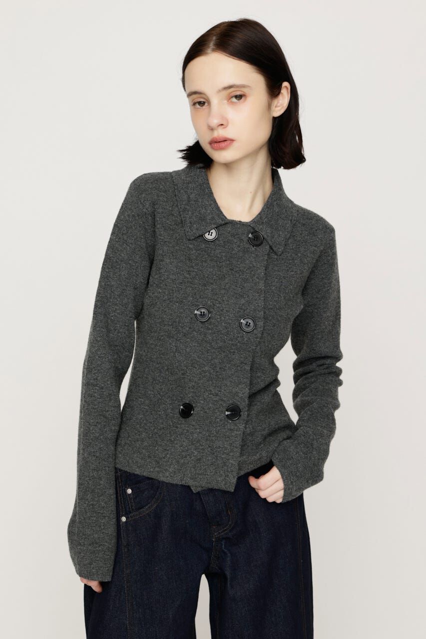 SLY「DOUBLE BUTTON KNIT ジャケット」|カーディガン|D/GRY3