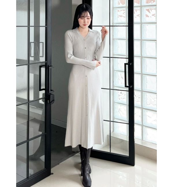 MERCURYDUO「ワイドリブスキッパーニットワンピース」|ワンピース|
