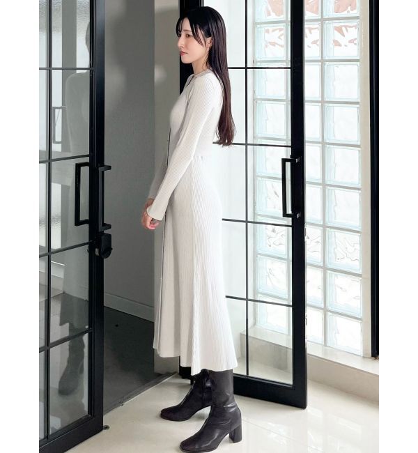 MERCURYDUO「ワイドリブスキッパーニットワンピース」|ワンピース|