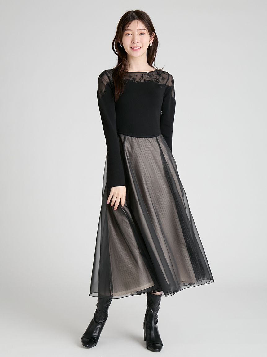 CELFORD「【YUMI KATSURA for CELFORD】コラボスターリーニットドレス」|ワンピース|BLK