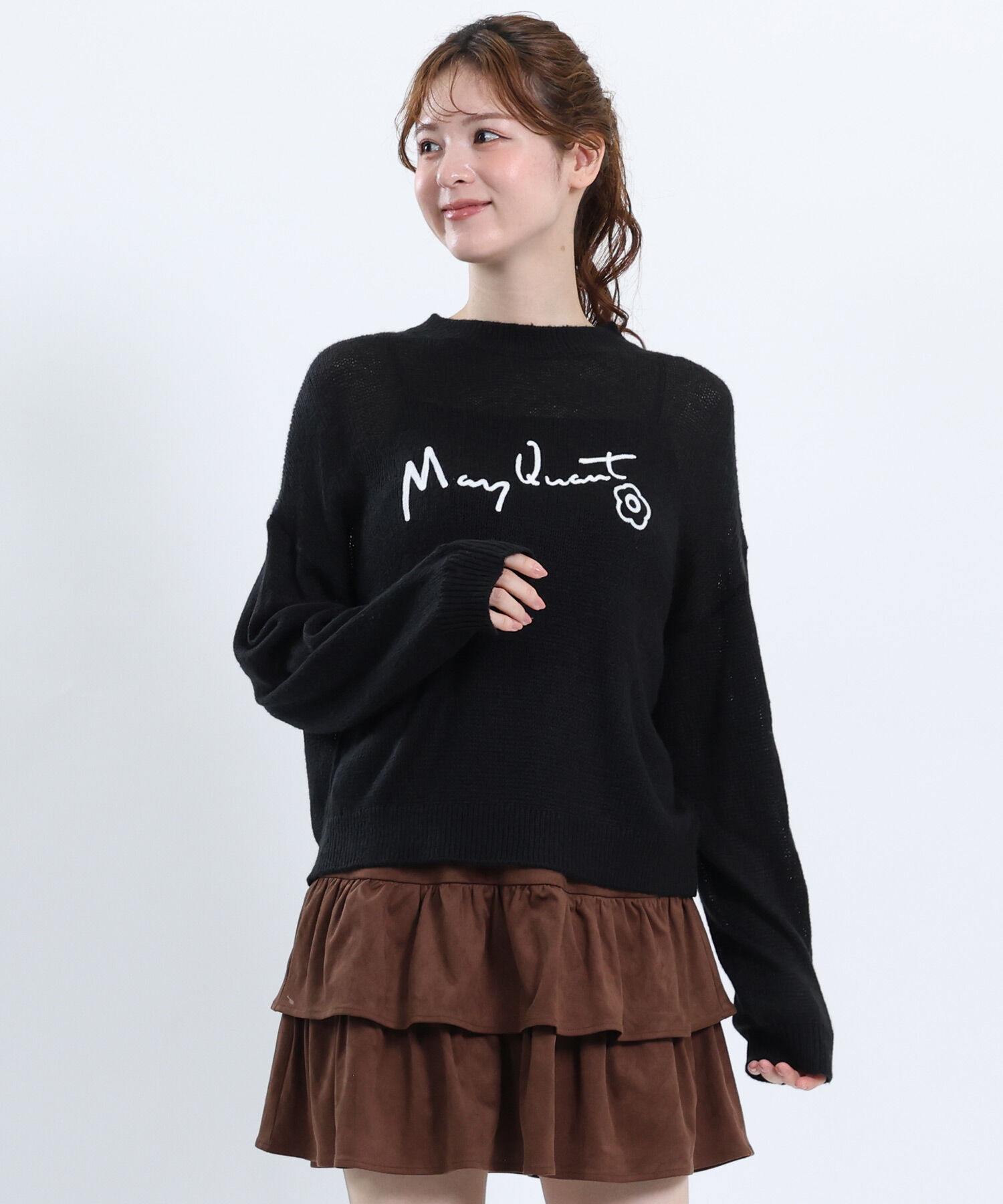 MARY QUANT「サインロゴシアーニット プルオーバー」|Tシャツ・カットソー|ブラック