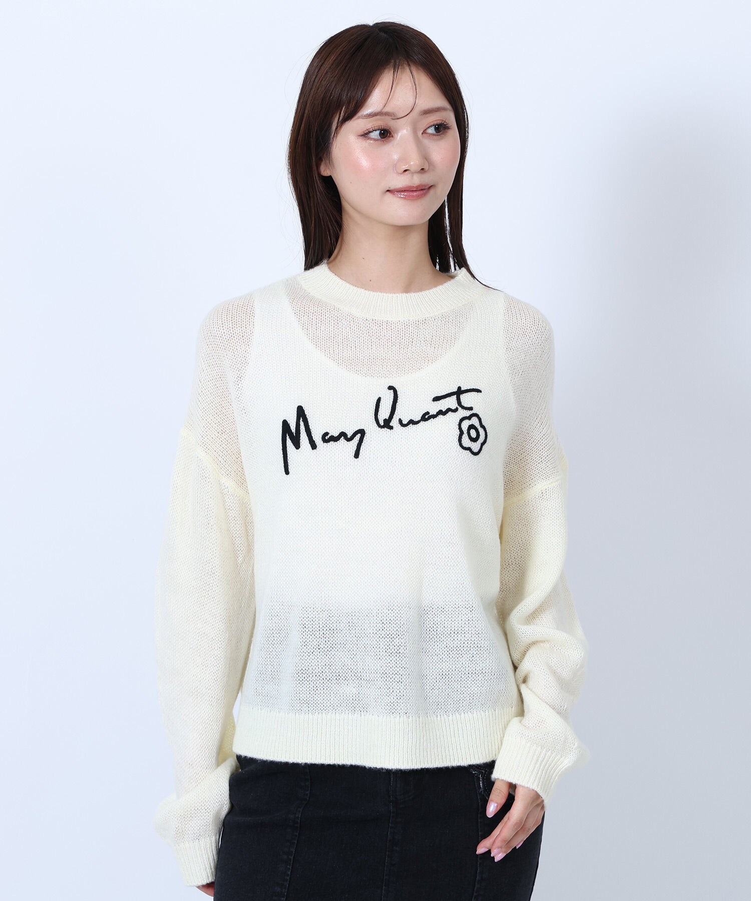 MARY QUANT「サインロゴシアーニット プルオーバー」|Tシャツ・カットソー|アイボリー