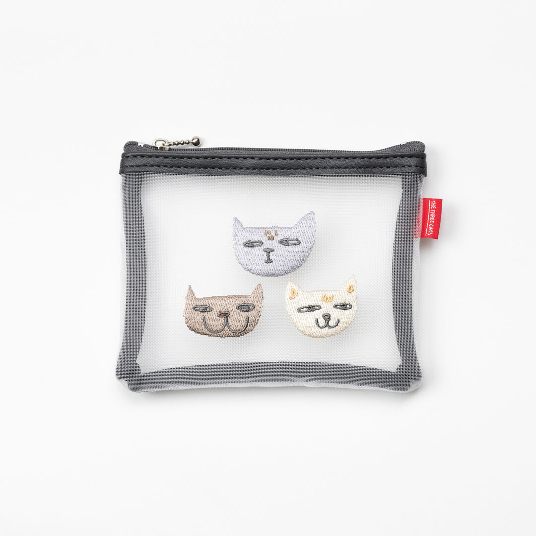  「THE THREE CATS メッシュミニフラットポーチ」|ポーチ|GRY