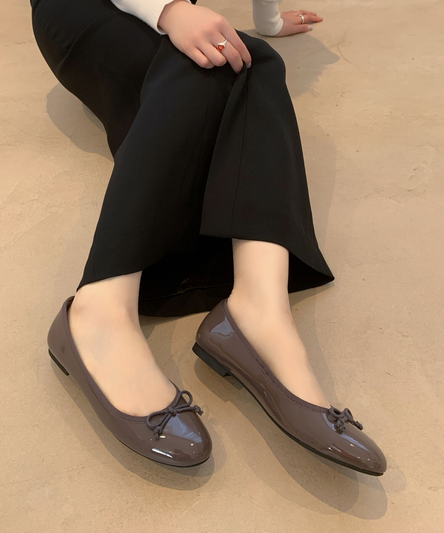 ORiental TRaffic「【 WEB限定 】 バレエシューズ /R-4006 パンプス フラット 厚手クッション エナメル ヒール1cm」|パンプス|