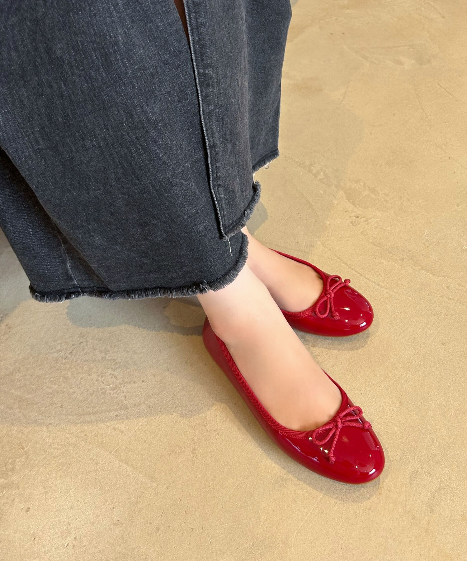 ORiental TRaffic「【 WEB限定 】 バレエシューズ /R-4006 パンプス フラット 厚手クッション エナメル ヒール1cm」|パンプス|RED