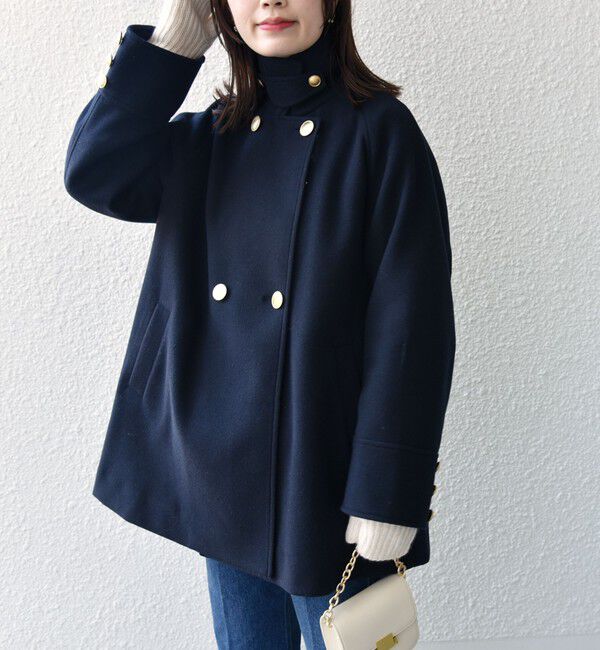 SHIPS for women「【WEB限定】〈手洗い可能〉ウール ライク ジャージー メルトン 2WAY Pコート」|ピーコート|