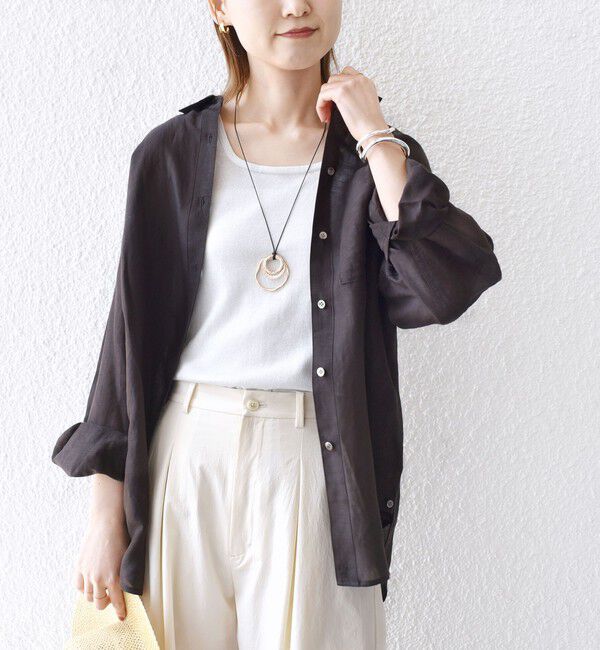 SHIPS for women「〈手洗い可能〉IMPERIAL LINEN オーバー シャツ」|シャツ・ブラウス|ブラウン