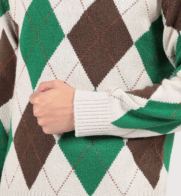 TOMORROWLAND MENS「TOMORROWLAND tricot シルク アーガイル クルーネックニット」|ニット・セーター|