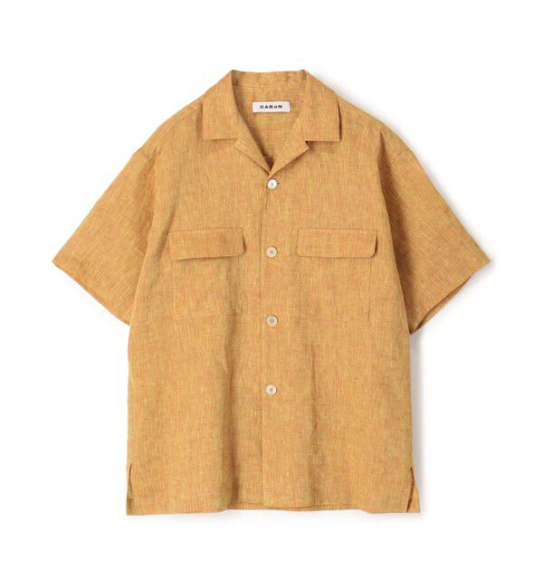 CABaN「CABaN リネン オープンカラーシャツ」|シャツ・ブラウス|25 オレンジ