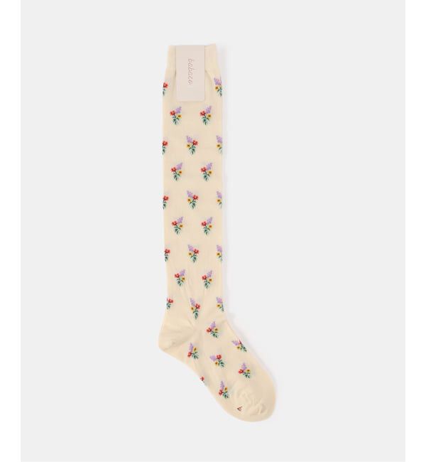  「babaco Small Bouquet Knee High Socks BA02-BN79HS：靴下」|ソックス|ナチュラル