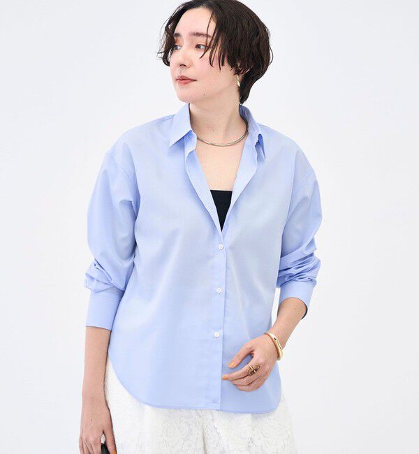 NOLLEY'S「ウォッシャブルベーシックシャツ」|シャツ・ブラウス|サックス