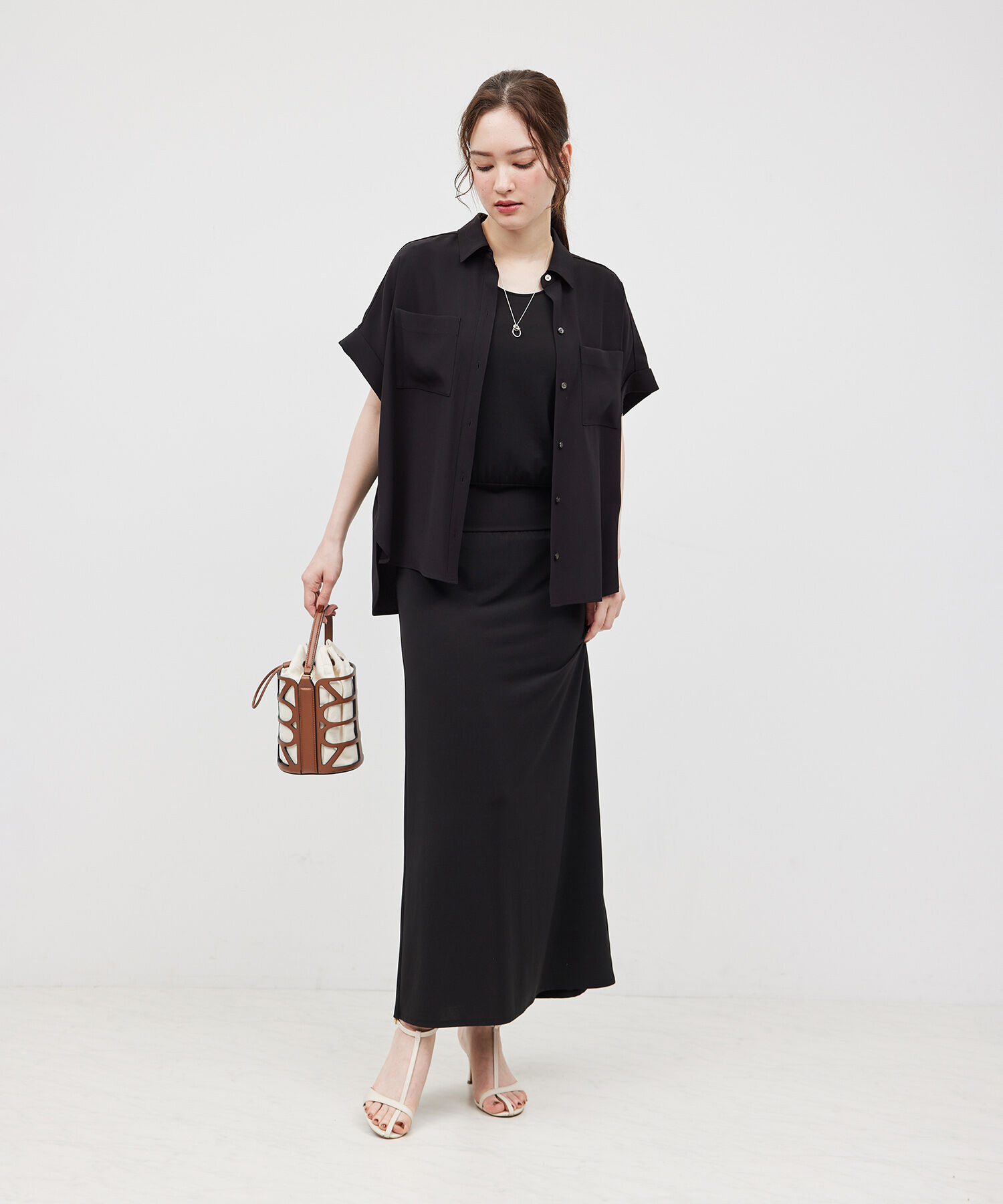 ROPE「【新色追加】トリアセバックサテンフラップシャツ/セットアップ対応【メディア掲載】」|シャツ・ブラウス|