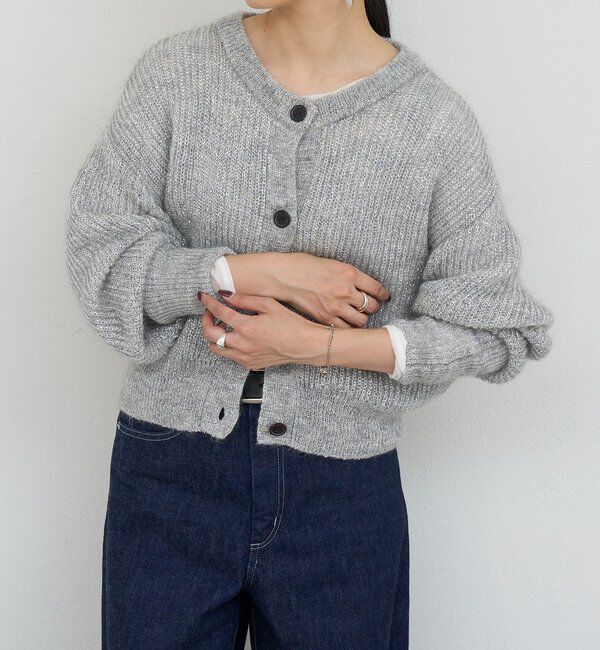  「《キッドモヘア》ラメニットカーディガン」|カーディガン|