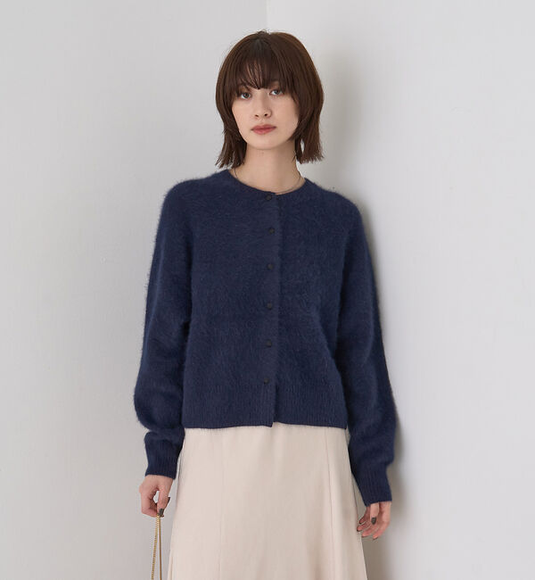 Rouge vif「フォックスウールクルーネッククルミ釦カーディガン」|カーディガン|