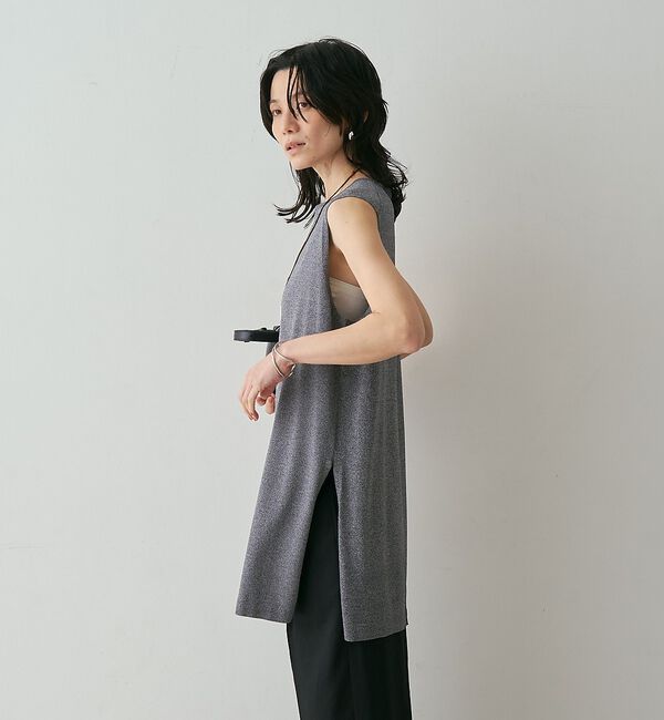 qualite「【接触冷感・セットアップ対応】レーヨンストレッチニットチュニック」|ワンピース|