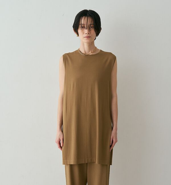 qualite「【接触冷感・セットアップ対応】レーヨンストレッチニットチュニック」|ワンピース|