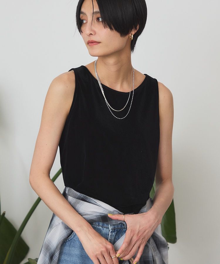 AMERICAN HOLIC「シアーベロアタンクトップ」|インナー|Black