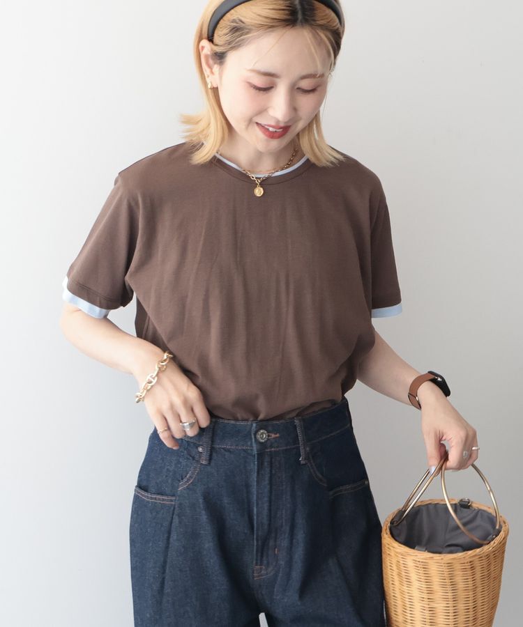 AMERICAN HOLIC「配色レイヤード風シアーTシャツ」|Tシャツ・カットソー|