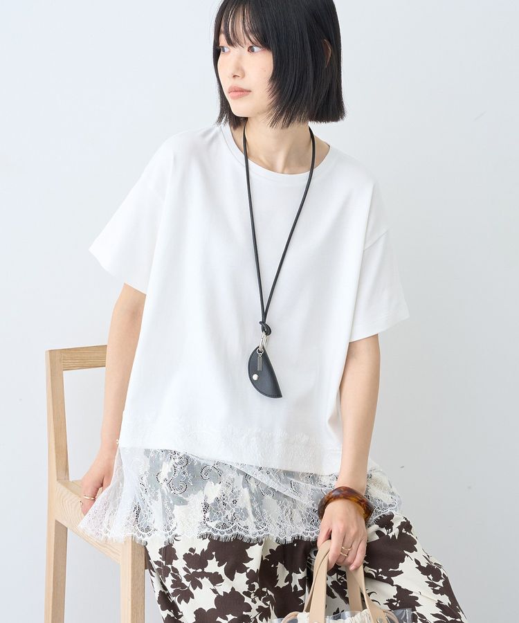 AMERICAN HOLIC「【接触冷感】裾レース半袖プルオーバー」|Tシャツ・カットソー|