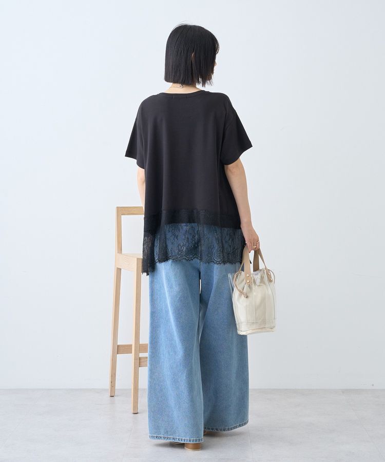 AMERICAN HOLIC「【接触冷感】裾レース半袖プルオーバー」|Tシャツ・カットソー|