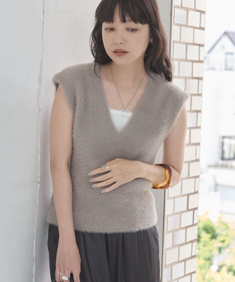 AMERICAN HOLIC「【接触冷感】シャギーニットベスト」|ベスト・ジレ|Gray Beige