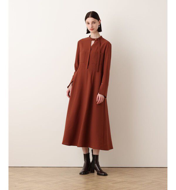 allureville「アシンメトリーボウタイワンピース」|ワンピース|ブラウン